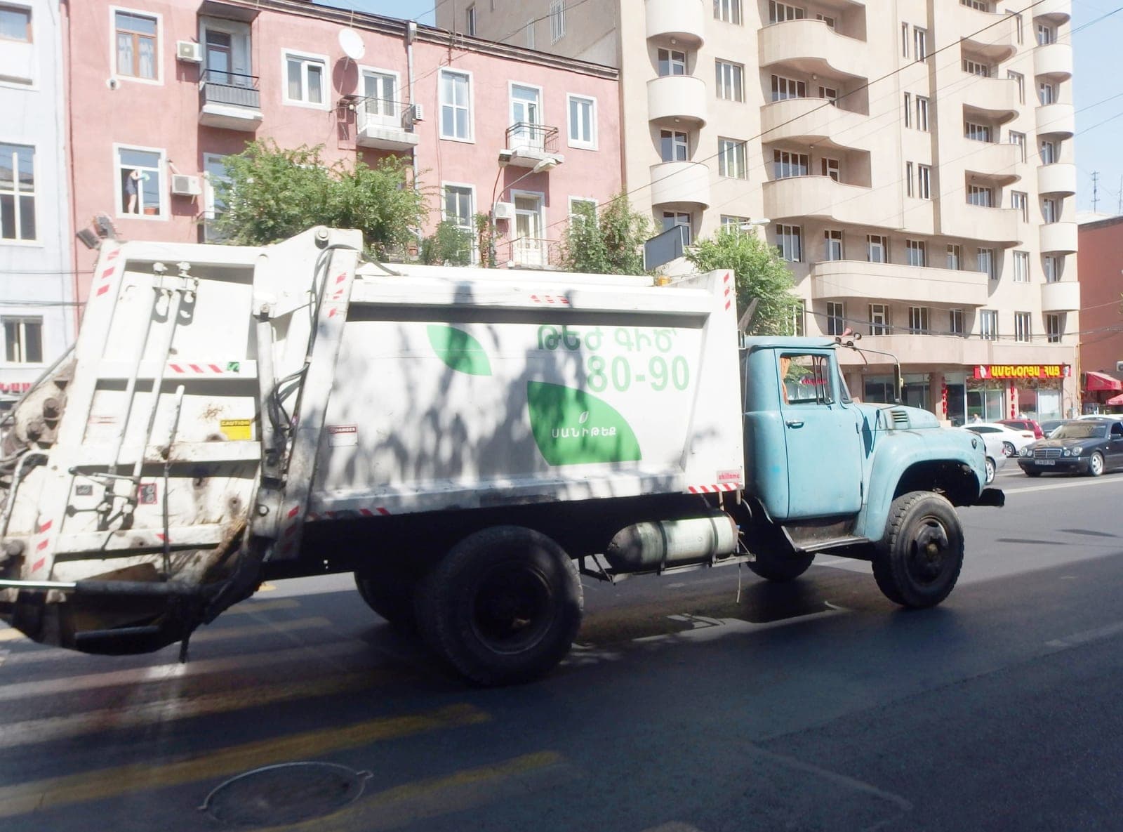 Waste collection truck on a Yerevan street